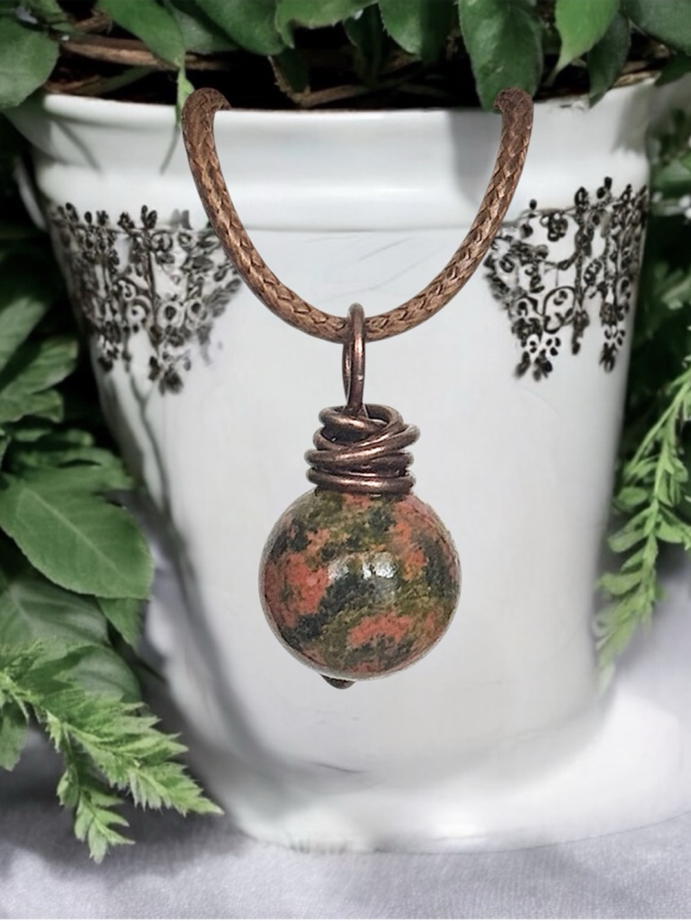 5 For $25💫Wire Wrapped Unakite Stone Pendant